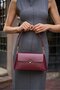 Claret Red Women's Retro Leather Look Shoulder Bag with Front Cover - 2