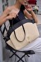 Black- Cream Women's Contrast Tote Bag - 5