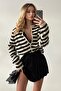 Beige Striped Crew Neck Gold Button Detailed Cotton Cardigan Mg1605 - 6