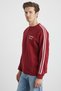 Darıus Men's 3-Thread Raised Regular Back Print Detailed Sleeve Stripe Burgundy Sweatshirt