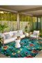 Paris Collection Blue Theme Red Flower and Rose Pattern Creative Modern Decorative Carpet 115 - 2
