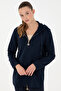Women's Navy Blue Hooded Sweatshirt 50289545-Vr033 - 2