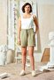 Waist Elastic Shorts Olive - 3