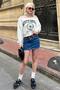 White Boat Neck Printed Women's Sweatshirt Mg2205 - 3