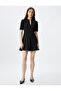 Round Cutout Neck A-Line Short Sleeve Crepe Scuba Fabric Mini Dress - 3