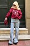 Burgundy Boat Neck Printed Women's Sweatshirt Mg2205 - 5