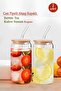 Bamboo Lid, Heat Resistant Glass, 550 ml Soft Drink Coffee Presentation Cup with Straw |   2 Pieces