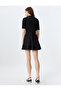 Round Cutout Neck A-Line Short Sleeve Crepe Scuba Fabric Mini Dress - 4