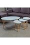 Elips Made In Turkey Modern Coffee Table And Nest Of Three Table Set Wood Legs - White - 4