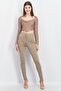 Women Square Neck Long Sleeve Abstract Pattern Top, Brown Combo - 4