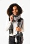 Tasseled boucle scarf shawl 44x195 cm 1283 black - 3