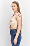 Women Spread Collar Short Sleeve Textured Crop Top, Pink Combo - 2