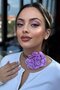 Purple Color Rose Detailed String Choker Necklace