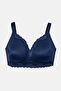 Women Lace Non Padded Unlined Bra, Navy