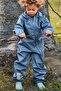 Toddler Boys Hooded Long Sleeve Rain Jumpsuit, Blue Denim