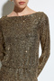 Sequined Boat Neck Long Sleeve Mini Back Detailed Evening Dress - 5