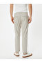 Fabric Trousers Slim Fit Elastic Waist Buttoned Pocket Detailed Layered Leg - 4