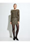 Sequined Boat Neck Long Sleeve Mini Back Detailed Evening Dress - 3