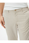 Fabric Trousers Slim Fit Elastic Waist Buttoned Pocket Detailed Layered Leg - 5
