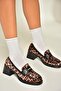 T 820145302   Leopard/Black Suede Thick Heeled Women's Shoes - 3