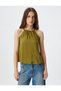 Viscose Halter Neck Blouse Sleeveless Lacing Detail Loose Fit with Back Window Detail - 3