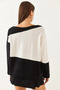 Women's Black Double Color Boat Neck Knitwear Sweater Tk231148 60251904 - 6