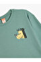 T-Shirt Long Sleeve Crew Neck Textured Rhino Print Detailed - 3