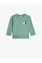 T-Shirt Long Sleeve Crew Neck Textured Rhino Print Detailed