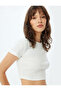 Basic Crop Ribbed T-Shirt Short Sleeve Crew Neck Cotton