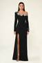 One Sleeve Collar and Small Stone Embroidered Black Women's Evening Dress - Homecoming Dress Ab6870-Black