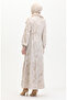 Front buttoned lace-up linen dress 0520c-05 beige mink - 6
