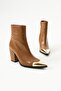 Women's Genuine Leather Buckled Toe Boots, Tan - 3