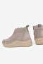 Women's Beige Nubuck Genuine Natural Leather 36-41 Size Elastic Lace-Up Padded Heel Boots & Booties - 5