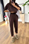 Sevsan Brown Garnished Modal Sweatshirt Trousers Set - 3