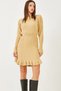 Women's Camel Long Sleeve Knitwear Dress with Elastic Waist and Sleeves 20234303 - 2