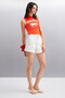 Azura Women's Printed Short Sleeve Crop Red T-Shirt - 6