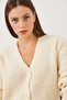 Women's Ecru V-Neck Sequined Three-Button Knitwear Cardigan 20246255 - 4