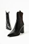 Black Genuine Leather Crocodile Women's Boots - 3