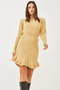Women's Camel Long Sleeve Knitwear Dress with Elastic Waist and Sleeves 20234303 - 3