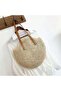 Cream Color Round Handmade Paper Rope Knit Shoulder Bag |   - Gift