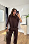 Sevsan Brown Garnished Modal Sweatshirt Trousers Set - 2