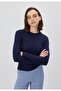Women's Long Sleeve Crew Neck Navy Blue T-Shirt