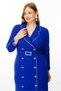 Cobalt Blue - Fashion Stripe Stone Detailed Double Breasted Dress - 5