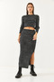 Women's Anthracite Glittery Slit Detailed Knitwear Top and Bottom Set 9911 60251910 - 6