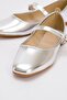 Women's Belted Stoned Blunt Toe Ballerinas Silver - 3
