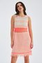 Kiyo Dress Sleeveless Cotton Knee-Length Summer Women's Dress - Beige/Neon Orange - 2