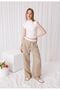 Women's Ecru Color Zero Sleeve Half Turtleneck Crop T-Shirt - 3
