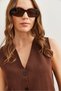 Women's Bitter Brown Fleto Pocket Back Belted Knitwear Vest Ylk- 19000034 - 5
