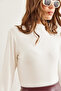 Women's Ecru Stand Collar Flowing Soft Touch Blouse Blz- 19002758 - 6