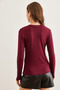 Women's Burgundy V-Neck Flowing Soft Touch Blouse Blz- 19002757 - 2